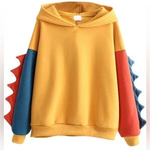 Women's Small Dinosaur Hoodie Sweatshirt Long Sleeve Kawaii Dino Hoodie Pullover